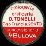 Timbre-monnaie D. Tonelli - Concessionario Bulowa - Torino - 10 lire sur fond rouge - capsule plastique - Italiev