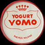 Timbre-monnaie de 5 lire sur fond rouge - Yogurt Yomo - Saepes Milano - Italie - avers