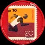 Timbre-monnaie de 20 lire sur fond rouge - Yogurt Yomo - Saepes Milano - Italie - revers