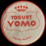 Timbre-monnaie de 40 lire sur fond rouge - Yogurt Yomo - Saepes Milano - Italie - avers