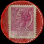 Timbre-monnaie de 40 lire sur fond rouge - Yogurt Yomo - Saepes Milano - Italie - revers
