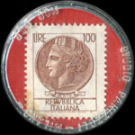 Timbre-monnaie L. Zaccarelli - Concessionario Bulowa - Torino - 100 lire sur fond rouge - capsule plastique - Italie - revers