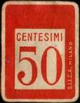 Timbre-monnaie 50 centesimi bleu - S.I.L.C.A. - Type rouge - Italie - revers