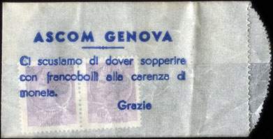 Timbre-monnaie Ascom Genova 50 lires - Italie - face