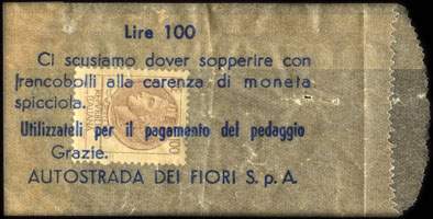 Timbre-monnaie Autostrada dei Fiori 100 lires - Italie - face