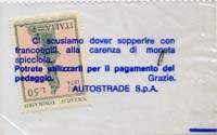 Timbre-monnaie 50 lire sous aachet plastique imprimé - Autostrade - Type 2 - Italie - face