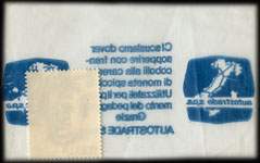 Timbre-monnaie 50 lire sous aachet plastique imprimé - Autostrade - Type 4 - Italie - dos