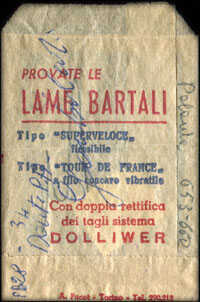 Timbre-monnaie 5 lire sous aachet papier imprimé - Bartali - Lama Superveloce - Italie - dos