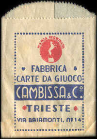 Timbre-monnaie 5 lire sous aachet papier imprimé - Cambissa & Cie - Trieste - Italie - face