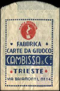 Timbre-monnaie 25 lire sous aachet papier imprimé type 1 - Cambissa & Cie - Trieste - Italie - face