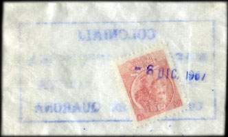 Timbre-monnaie 10 lire sous sachet papier imprimé - Coloniali - Italie - dos