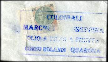 Timbre-monnaie 170 lire sous sachet papier imprimé - Coloniali - Italie - face