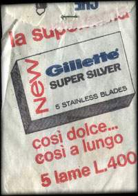 Timbre-monnaie 30 lire sous aachet papier imprim� - La Superlama - Gillette - Crema da barba - Italie - dos