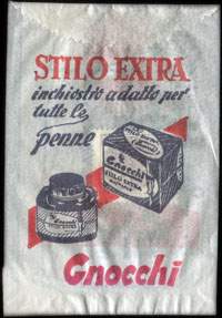 Timbre-monnaie Stilo Extra inchiostro adatto per tutte le penne - Gnocchi - Cnom incollatutto - Italie - 100 lire avec cachet magasin - dos