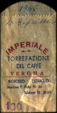 Timbre-monnaie Imperiale - Torrefazione del caffé - 100 lire dans sachet papier - Italie - dos