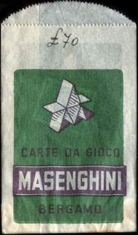 Timbre-monnaie Carte da Gioco Masenghini - Bergamo - 70 lires - Italie - dos