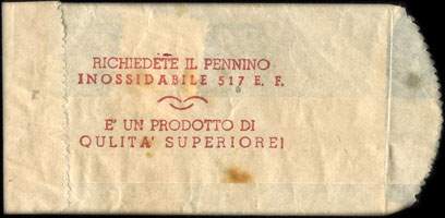 Timbre-monnaie Matita nazionale - Pennino nazionale - Presbitero - 6 lire dans sachet papier - Italie - dos