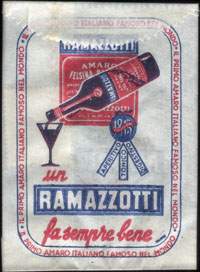 Timbre-monnaie 50 lires sous aachet papier imprimé type 1 - Ramazzotti - tonifica - rifresca - disseta - un Ramazzotti soda piace sempre - Italie - face