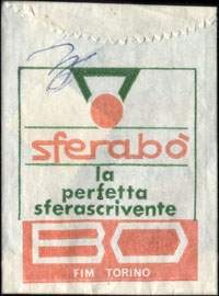 Timbre-monnaie Sferabo - la perfetta sferascrivente - BO - FIM - Torino - 50 lires dans sachet papier (sans cachet) - Italie - face
