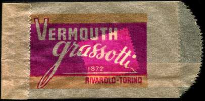 Timbre-monnaie Vermouth Grassotti - 40 lire dans sachet papier - Italie - dos