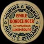 Timbre-monnaie de 50 pfennig sur fond rouge mis par Emile Dondelinger au Luxembourg - avers