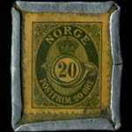Timbre-monnaie de 20 ø:res sur fond brun émis par Marcovitch en Norvège - revers