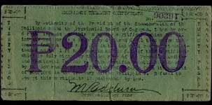 Timbre-monnaie de 20 pesos émis à Cagayan aux Philippines - dos