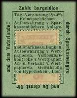 Timbre-monnaie de 10 pfennig émis par Städtische Sparkasse Trebnitz (ex-Allemagne) devenue Trzebnica en Pologne - dos