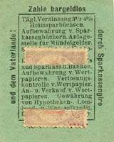 Timbre-monnaie de 30 pfennig émis par Städtische Sparkasse Trebnitz (ex-Allemagne) devenue Trzebnica en Pologne - dos