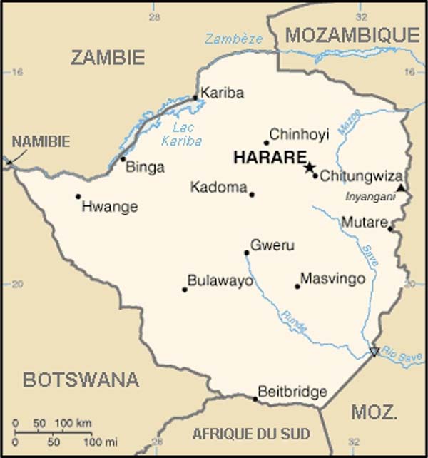 Carte du Zimbabwe