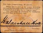 Timbre-monnaie de 3 pences sur carton type 1 �mis par Marshall Hole � Bulawayo en Rhod�sie (Zimbabwe) - face