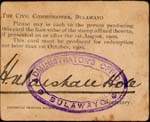 Timbre-monnaie de 6 pences sur carton type 1 �mis par Marshall Hole � Bulawayo en Rhod�sie (Zimbabwe) - face