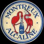 Timbre-monnaie de 10 pfennig olive sur fond dor� �mis par Montreux Alcaline en Suisse - avers