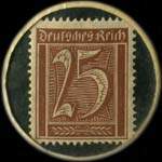 Timbre-monnaie de 25 pfennig brun sur fond noir �mis par Montreux Alcaline en Suisse - revers