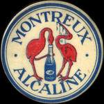 Timbre-monnaie de 25 pfennig brun sur fond rose �mis par Montreux Alcaline en Suisse - avers