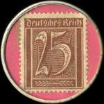 Timbre-monnaie de 25 pfennig brun sur fond rose �mis par Montreux Alcaline en Suisse - revers