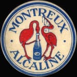 Timbre-monnaie de 50 pfennig violet sur fond dor� �mis par Montreux Alcaline en Suisse - avers