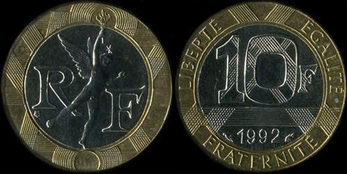 10 francs Génie utilisée comme support publicitaire Pile ou Pub