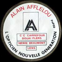 Monnaie publicitaire Alain Afflelou - C C Carrefour Douai Flers - Hnin Beaumont - Lens - Lopticien nouvelle gnration - sur 10 francs Mathieu