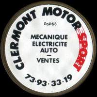 Monnaie publicitaire Clermont Motor Sport - Mcanique Electricit Auto - Ventes - 73.93.33.19 - sur 10 francs Mathieu