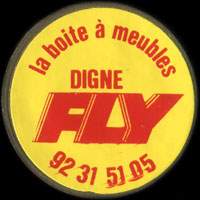 Monnaie publicitaire Fly - La boite à meubles - Digne - 92 31 51 05 - sur 10 francs Mathieu (imitation de Pile ou Pub)