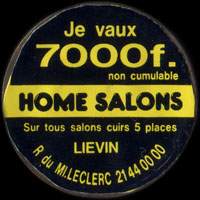Monnaie publicitaire Home Salons - Liévin Rue du Maréchal Leclerc 21.44.00.00 - sur 10 francs Mathieu