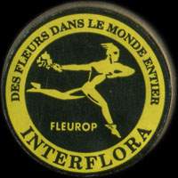 Monnaie publicitaire Des fleurs dans le monde entier - Fleurop - Interflora sur 10 francs Mathieu (imitation de Pile ou Pub)