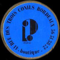 Monnaie publicitaire Luna Park - Boutique - 41 Rue des Trois Conils Bordeaux - 56 51 38 72 - sur 10 francs Mathieu