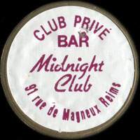 Monnaie publicitaire Club Privé Bar - Midnight Club - 91 Rue de Magneux Reims - sur 10 francs Mathieu (imitation de Pile et Pub)