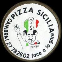 Monnaie publicitaire Pizza Sicilia - Cambrai 27782602 face � la gare - sur 10 francs Mathieu