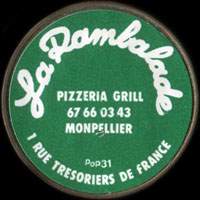 Monnaie publicitaire La Rambalade - Pizzeria Grill 67.66.03.43 Monpellier - 1 Rue Trésoriers de France - sur 10 francs Mathieu