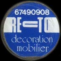Monnaie publicitaire 67490908 - Recto - Décoration Mobilier (texte en blanc) - sur 10 francs Mathieu (imitation de Pile ou Pub)