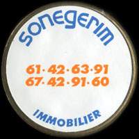 Monnaie publicitaire Sonegerim Immobilier - 61.42.63.91 - 67.42.91.60 - sur 10 francs Mathieu