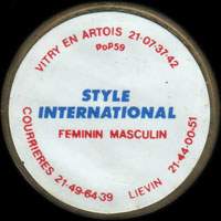 Monnaie publicitaire Style International - Fminin Masculin - Courrires 21.49.64.39 - Livin 21.44.00.51 - Vitry-en-Artois 21.07.37.42 - sur 10 francs Mathieu